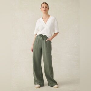 FAHERTY Dune 100% Organic Cotton Gauze Short Sleeve Popover Size Small VGUC